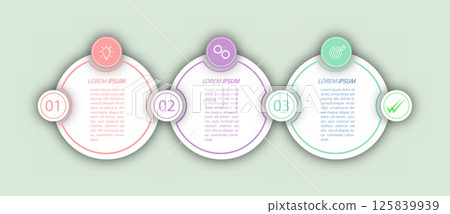 3 stages of development, improvement or training. Infographics with visual action icons for business, finance, project, plan or marketing 3 stages of development, improvement or training. Infographics with visual action icons for business, finance, project, plan or marketing 125839939