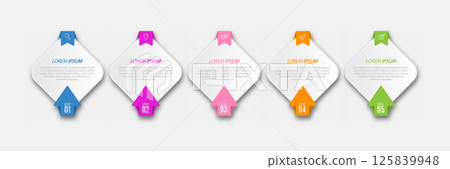 Infographics. 5 stages of development, marketing, workflow or plan. Business strategy with icons. Report and statistics diagram Infographics. 5 stages of development, marketing, workflow or plan. Business strategy with icons. Report and statistics diagram 125839948