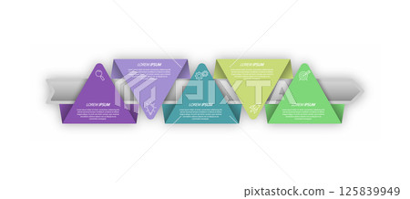 Infographics. 5 stages of development, marketing, workflow or plan. Business strategy with icons. Report and statistics diagram. 125839949