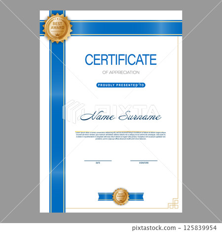 Certificate. The layout of the certificate of recognition of education, training, achievements Certificate. The layout of the certificate of recognition of education, training, achievements 125839954