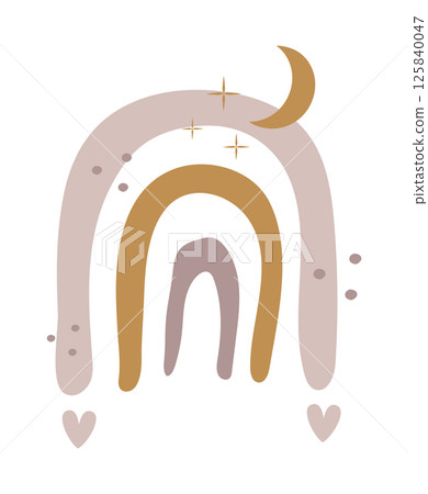 Boho rainbow in minimal style, cute vector colorful illustration Boho rainbow in minimal style, cute vector colorful illustration 125840047