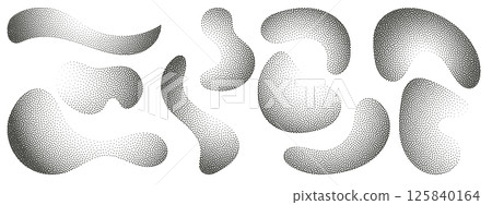 Abstract halftone dot elements, halftone gradients, various Stipple bubbles. Vector abstract dot shapes , halftone liquids Abstract halftone dot elements, halftone gradients, various Stipple bubbles. Vector abstract dot shapes , halftone liquids 125840164