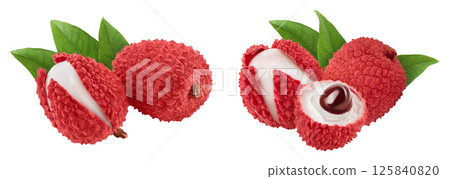 lychee fruit isolated on white background with full depth of field lychee fruit isolated on white background with full depth of field 125840820