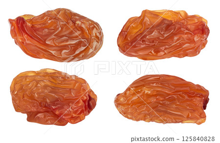 Brown raisin isolated on white background with  full depth of field 125840828