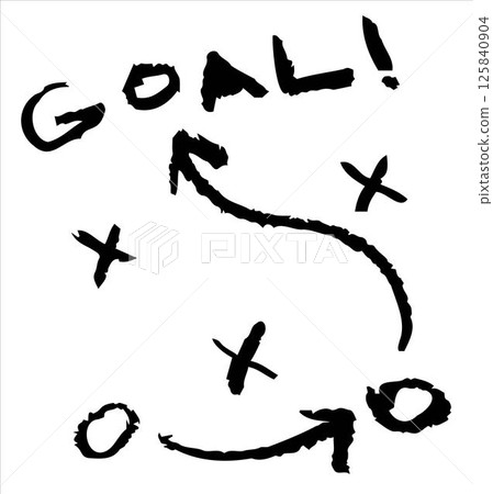 Team sports strategy drawing with tactical arrows. Player positions and game movement scheme. 125840904