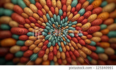 Abstract Multicolored Oval Swirl Pattern Background 125840991