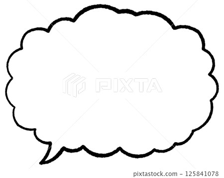 具有線條畫風格的簡單對話框。非常細緻蓬鬆。尾部向左。單調。 具有線條畫風格的簡單對話框。非常細緻蓬鬆。尾部向左。單調。 125841078