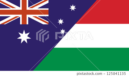 Flag of Australia and Hungary. Two Flag Together Australian and Hungarian Flag of Australia and Hungary. Two Flag Together Australian and Hungarian 125841135