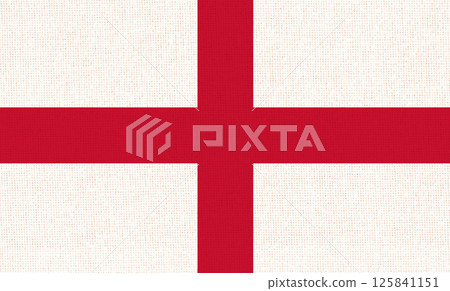 Flag of England on fabric. English flag on textured base. European country. Flag of England on fabric. English flag on textured base. European country. 125841151