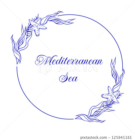Mediterranean sea Round line Frame 125841181
