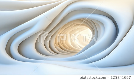 Abstract Swirling White and Beige Tunnel Leading to Light 125841697