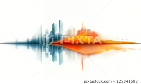 Abstract Teal and Orange Cityscape Reflection Abstract Teal and Orange Cityscape Reflection 125841698