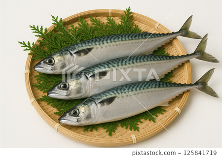 籃子裡剛捕撈的鯖魚 125841719
