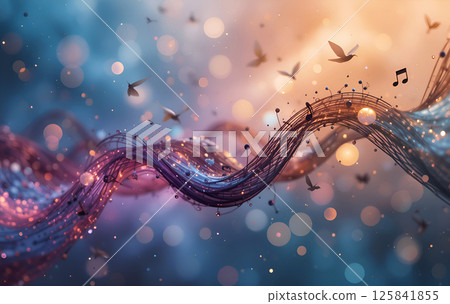 podcast and life style concept.  vibrant colorful abstract music sound  background . Ai generated 125841855