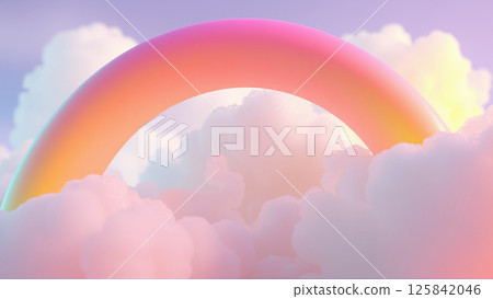 Bright rainbow and pink clouds 125842046