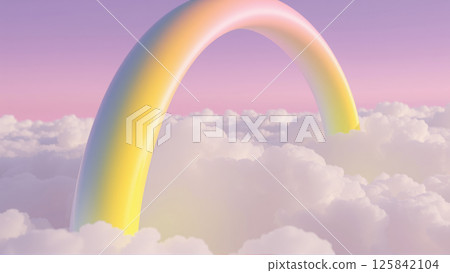 Bright rainbow and pink clouds 125842104