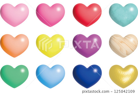 各種顏色的三維心臟圖標 125842109