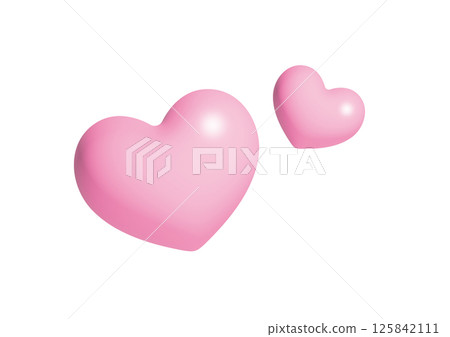 3D粉紅心形圖標 125842111