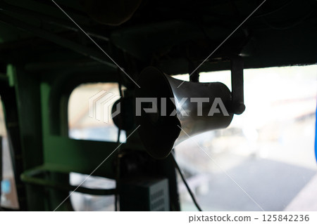 A steam locomotive seen from inside 125842236