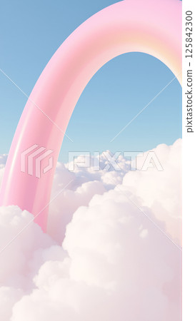 Bright rainbow and pink clouds 125842300