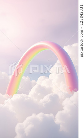 Bright rainbow and pink clouds 125842331