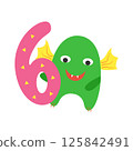 Monster cute with wings and festive number six 125842491