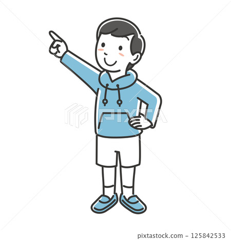 A pointing boy A pointing boy 125842533