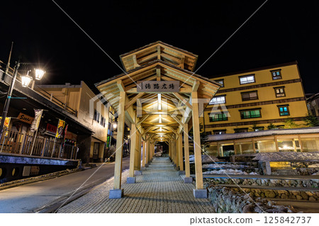 Gunma Prefecture, Agatsuma-gun, Kusatsu Onsen, Yuji Square night view Gunma Prefecture, Agatsuma-gun, Kusatsu Onsen, Yuji Square night view 125842737