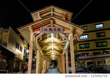 Gunma Prefecture, Agatsuma-gun, Kusatsu Onsen, Yuji Square night view 125842738