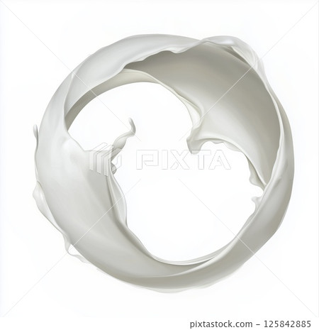 Milk splash swirl in round shape isolated on white background with clipping path Milk splash swirl in round shape isolated on white background with clipping path 125842885