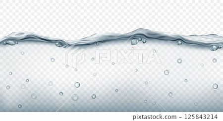 Translucent water wave with air bubbles 125843214