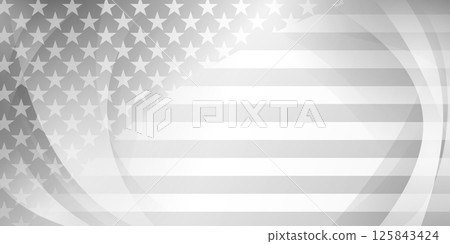 A waving American flag with stars and stripes in gray colors. A waving American flag with stars and stripes in gray colors. 125843424