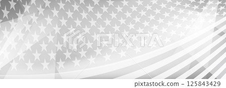 A waving American flag with stars and stripes in gray colors. A waving American flag with stars and stripes in gray colors. 125843429