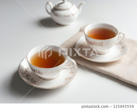 Hot tea and teacup. 125843559