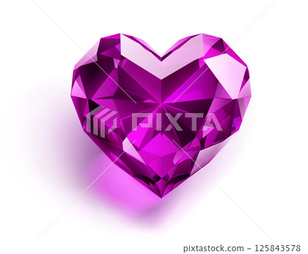 Heart-shaped purple gemstone. 125843578