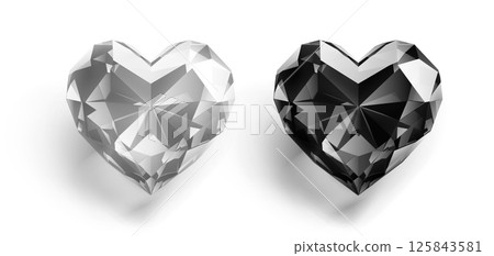 Two heart-shaped diamonds, gray and black. Two heart-shaped diamonds, gray and black. 125843581