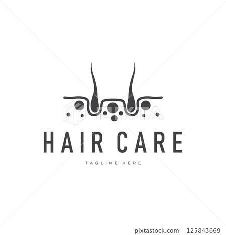 hair care logo with simple concept hair layers design symbol template icon hair health 125843669