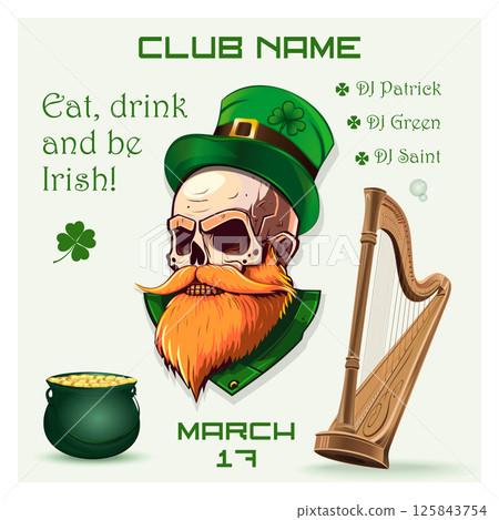 St. Patrick's Day Party Invitation Poster. Eat, drink and be Irish St. Patrick's Day Party Invitation Poster. Eat, drink and be Irish 125843754