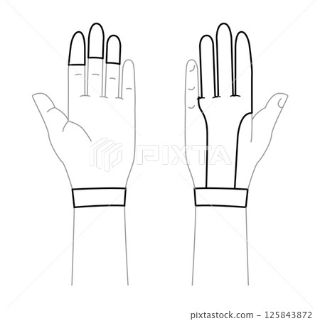 Archers Gloves Short length Fashion hand accessory clothing technical illustration garment. Vector front palm back view  125843872