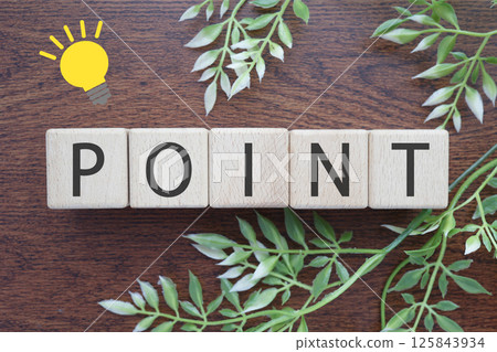 The word POINT written on a wooden block 125843934