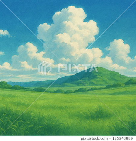廣闊的天空和多風的草原（風之谷風格的氛圍） 125843999