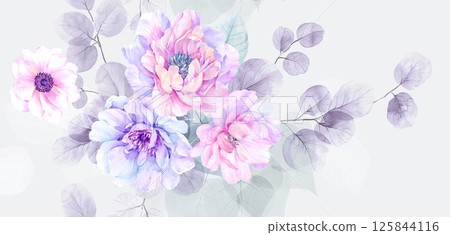 Artistic Handmade Floral and Scroll Motif Illustrations Artistic Handmade Floral and Scroll Motif Illustrations 125844116