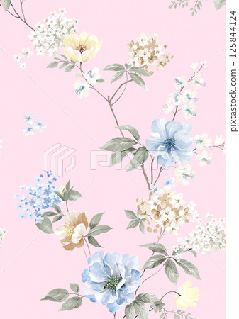 Artistic Handmade Floral and Scroll Motif Illustrations 125844124