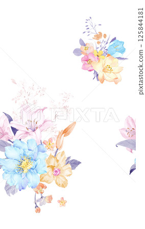 Creative Hand Drawn Curly Flower Pattern Artworks 125844181