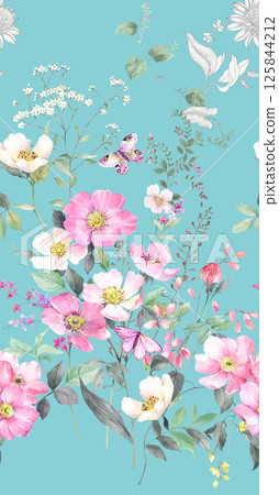 Elegant Hand Painted Scroll and Floral Design Sketches Elegant Hand Painted Scroll and Floral Design Sketches 125844212