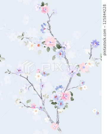 Elegant Hand Painted Scroll and Floral Design Sketches Elegant Hand Painted Scroll and Floral Design Sketches 125844228