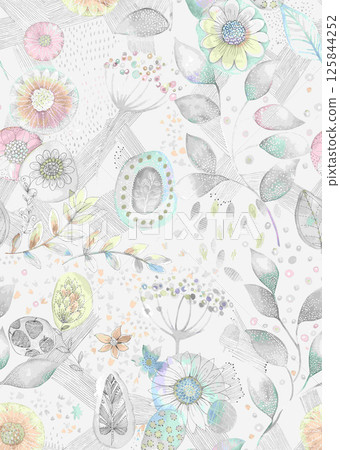 Elegant Hand Painted Scroll and Floral Design Sketches Elegant Hand Painted Scroll and Floral Design Sketches 125844252