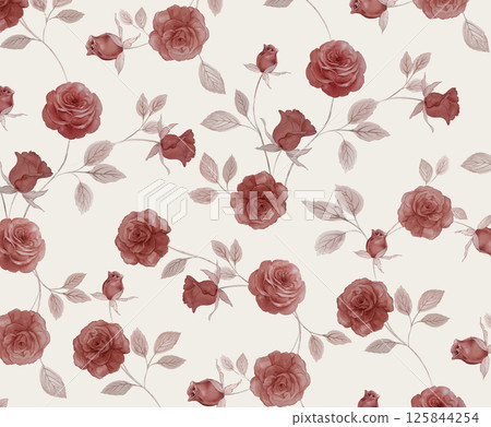 Elegant Hand Painted Scroll and Floral Design Sketches 125844254