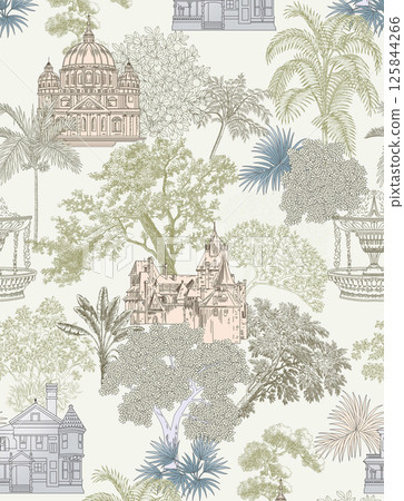 Charming Hand Rendered Scrollwork and Flower Graphics 125844266