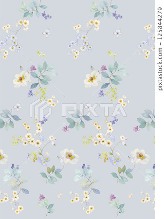 Charming Hand Rendered Scrollwork and Flower Graphics 125844279